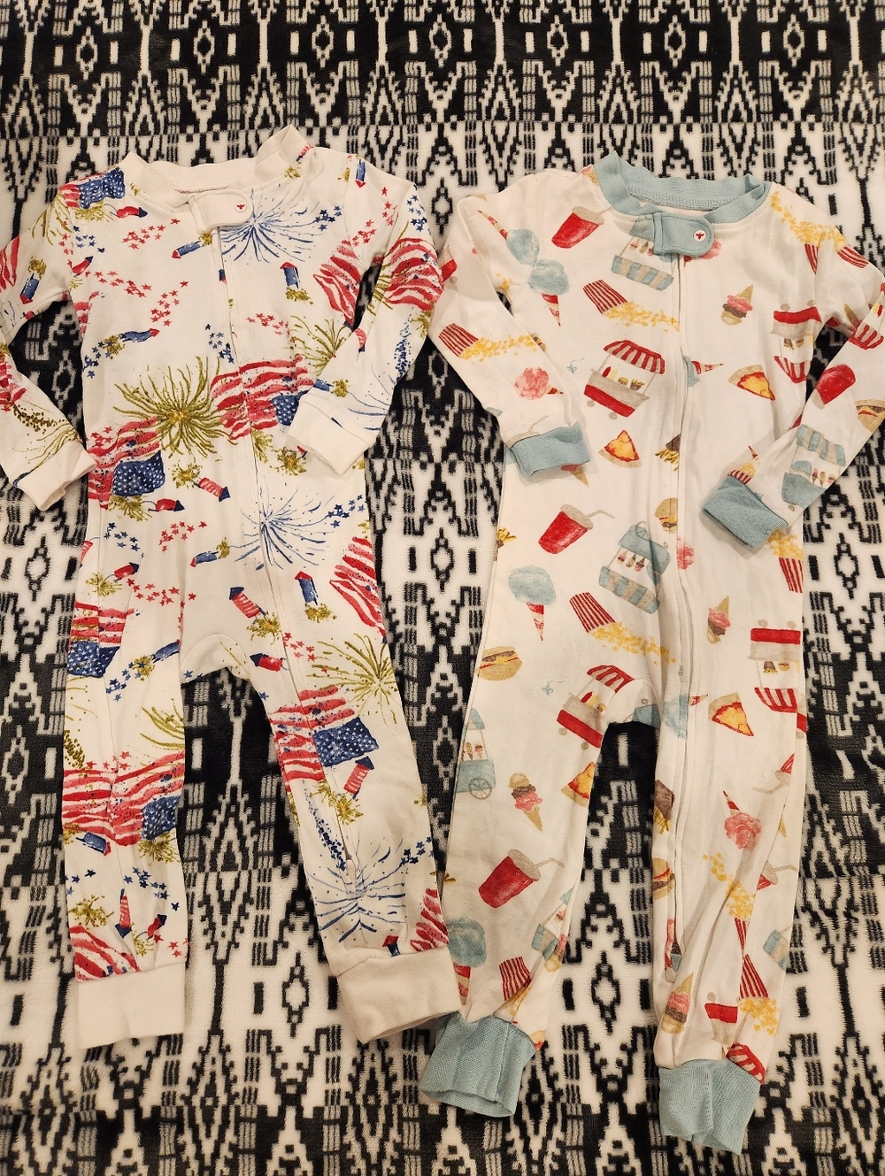 Burt's Bees Baby White Footed One-Piece Set with Red, Blue & Yellow Prints